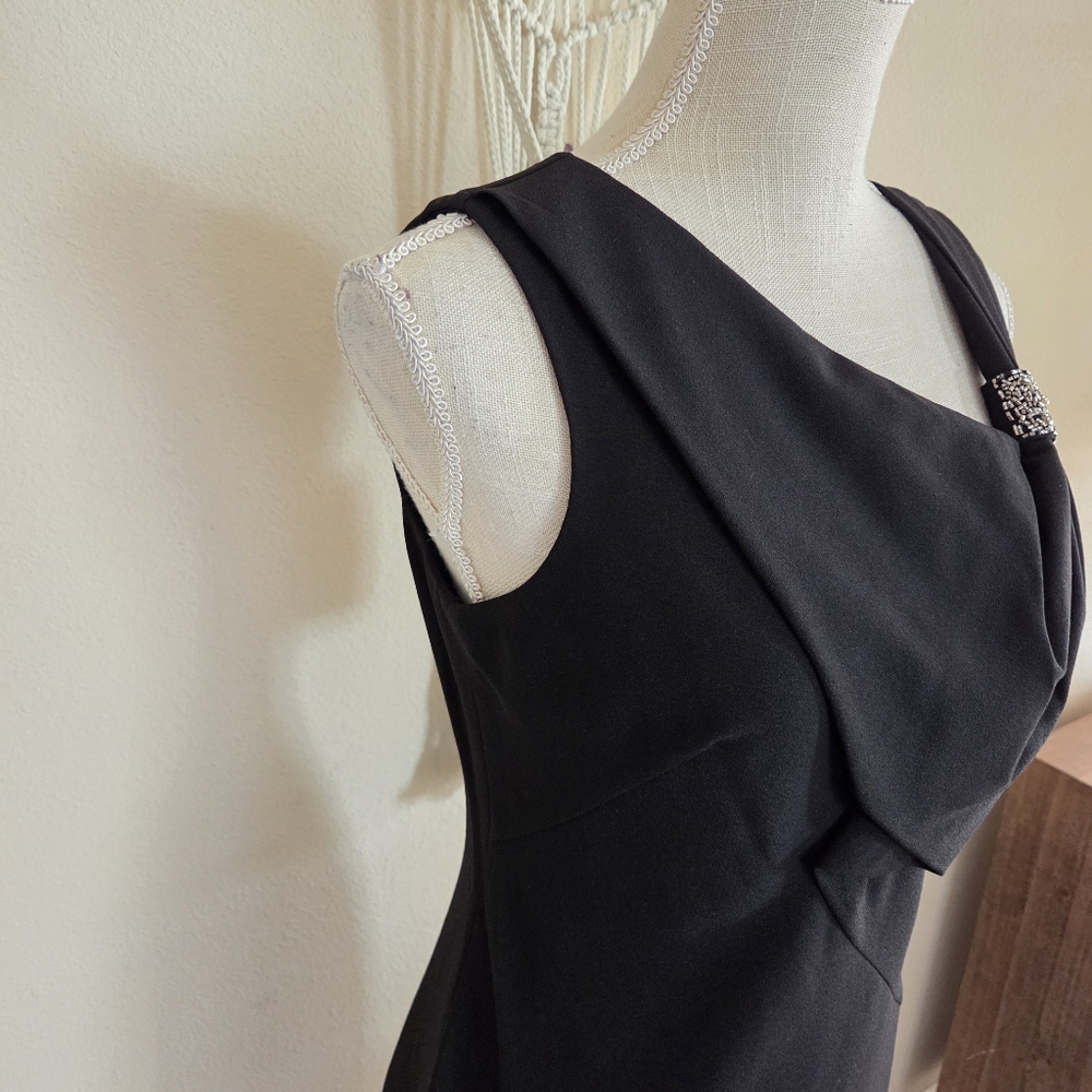 Nue By Shani Black Asymmetrical Sheath Mini Dress Size 6 NWT $290 Embelished - Picture 5 of 13